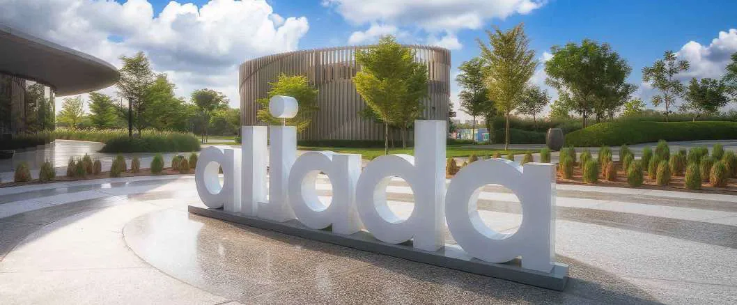 The Aljada sign outside Kashtat Amina, Sharjah