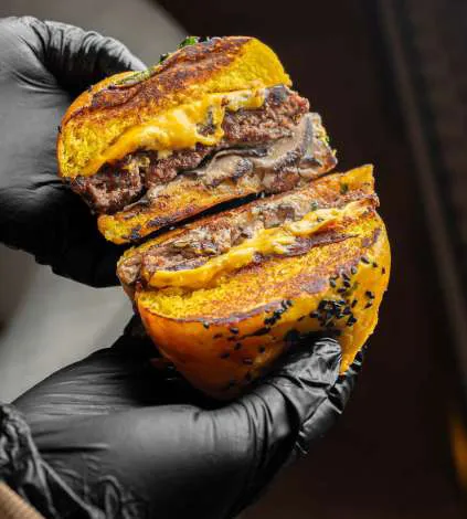 A double smash burger at MTK Smoke House